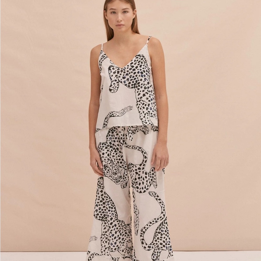 NWT: Women's Leopard Print Pajama Set - White and Black - Picture 2 of 5